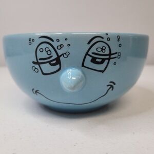 Livingware‎ Collection Blue Ceramic Face Bowl 3D Nose Novelty Cereal Soup Mug